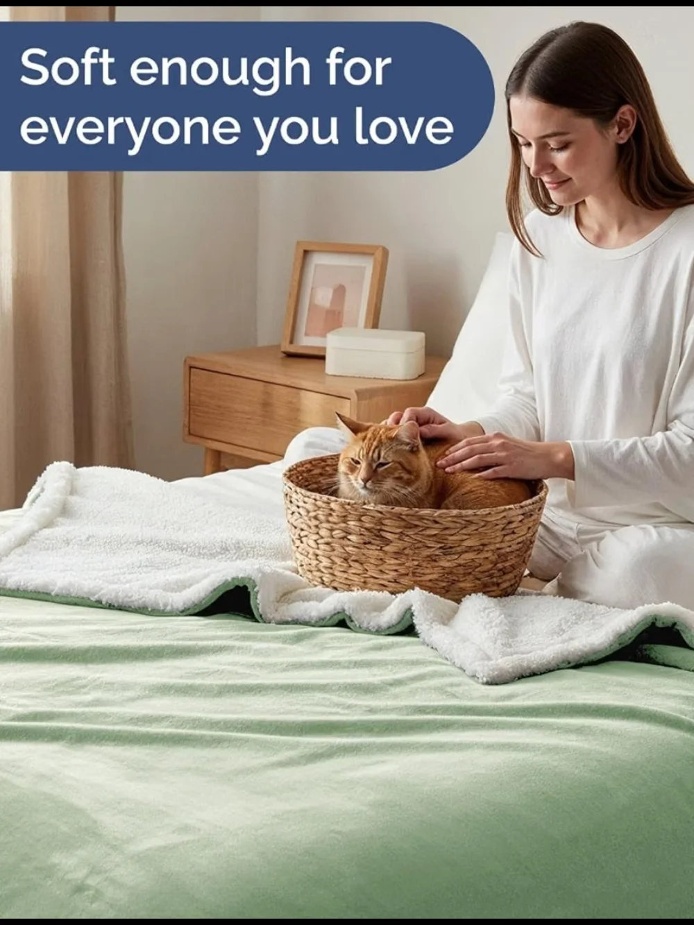 Sage Green Plush Reversible Sherpa Throw Blanket 60x80